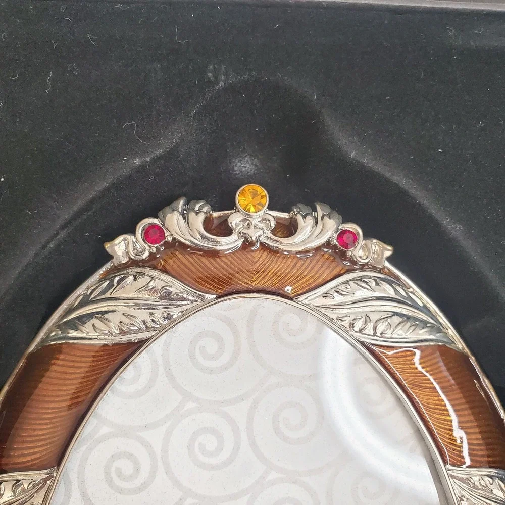 Folio Home Enamel‎ Austrian Crystal Oval Picture Frame New Open Box